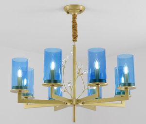 China blue glass chandelier crystal LED lamp 10 heads Modern Living room restaurant study bedroom Home lighting Suspension MYY