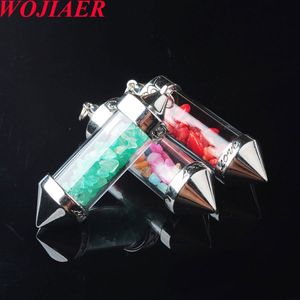 Wojiaer 7 czakra żądanie wahadła butelek Reiki naturalny chip kamienna wisiorek dla kobiet mężczyzn wróżbiarstwo amulet bo955