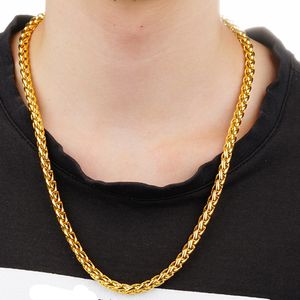 Mężczyzna Naszyjnik Hip Hop Chain 18k Yellow Gold Wypełnione Cool Male Classic Solid Choker Biżuteria Prezent