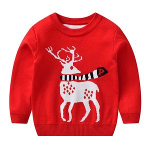 Xmas Barnkläder Kids Elk Deer Tröjor 3 Färg Jul Jumper Sweatshirt Crochet Knitting Pullover Varma Toppar för barnkläder M483