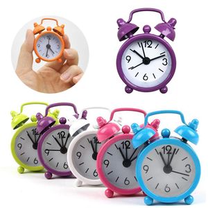 Retro Cute Mini Cartoon Metal Alarm Clocks Round Number Double Bell Desk Table Digital Clock Home Decor Candy Color