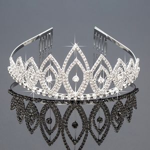 Rhinestones ile Gelin Tiaras Düğün Takı Kızlar Başlıklar Doğum Günü Partisi Performans Pageant Kristal Taçlar Düğün Aksesuarları BW-ZH040