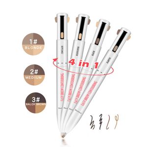 4 IN 1 Eyebrow Pencil Long-lasting Eyebrows Contour Pen Waterproof Eyebrow Enhancers Professional Eyebrow Outline Pencils 12pcs lot RRA1437