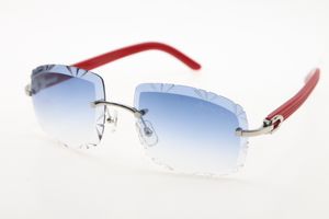 Fabrik-Großhandel mit randlosen Brillengläsern Shield Red Plank Sonnenbrille 3524012-B Metallbrillen für Männer und Frauen