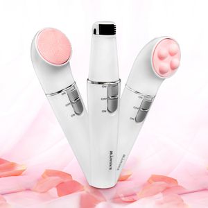 3-i-1 elektrisk epilator för kvinnor hårborttagning med epileringsmassage Deep Cleansing Face Borste Head Skin Care Tools