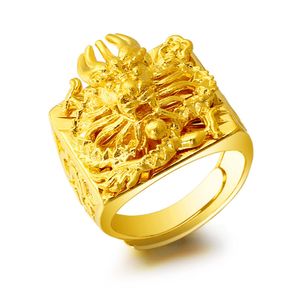 Hip Hop Mens Ring Band 18k Yellow Gold Wypełnione Klasyczny Mężczyzna Pierścień Moda Biżuteria Prezent Modne Akcesoria
