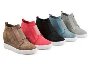 Hot Sale-Women Platform Ankle Boots Comfortable Sneakers Wedges Slip On Creepers Flats Shoes Woman Booties