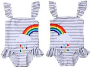 Wholesale toddler clothing sales for sale - Group buy Hot sales Adorable Rainbow Printed Kids Baby Girls One Piece Bodysuit Bathing Suit Sunsuit Toddler Clothing