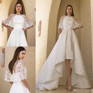 OKSANA Mukha Beach Dresses With With Lear a Line Halter Lace Up Salless Satin High Low Low Downs بالإضافة إلى Robe de Marie258Q