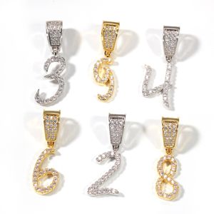 Wholesale-alphabet Pendant Hip-hop Necklace 0-9 Digital Necklace Simple gold-plated Men's Necklace New Hot