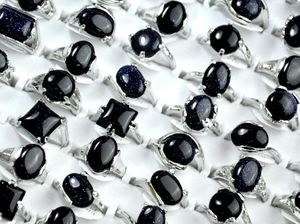 Gorąca sprzedaż Kobiety Srebrzysty mozaiki czarny pierścień opalowy mieszany w stylu mieszany rozmiar 16-20 dla kobiet i męskich imprezowych prezentów hurtowych