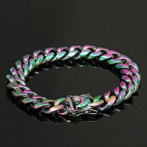 Luxo Designer Pulseira Mens Hip Hop Jóias Miami Cuban Link Chainn Braceletes Rapper Hiphop Aço Inoxidável Bangle Homens Moda Acessórios