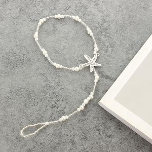 Anklet armband, kvinnlig sjöstjärna fotleden smycken, kedja ankel hand smycken strand justerbar barfota sandaler strand fötter kvinnliga gåvor