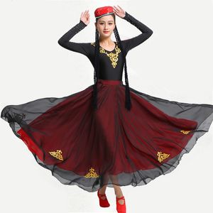 Women Xinjiang national costume Uygur dancer clothing carnival fancy apparel sets female Chinese folk dance stage performance wear