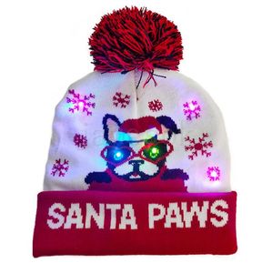 Fashion-LED Snowflake Fawn Christmas Tree Knitted Cap Party Hats Adult Ball Hat Warm Birthday Partas Beanies Hats DA114