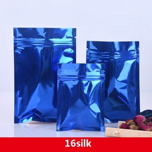 6*8cm 16silk أخضر حقيبة رقائق الألومنيوم مطلي بالألومنيوم مسطح السحب السحب إغلاق العظم جيوب شاي غذاء تغليف كيس التغليف