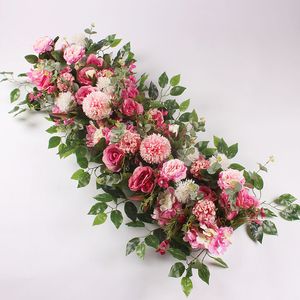 100CM Artificial Hydrangea Silk Flowers Row Garlands for Wedding party Arch Decoration Flower Wall Party Background