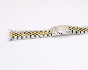 19 mm 20 mm neues 316L-Edelstahl-Gold zweifarbiges Uhrenarmband im alten Stil Jubiläumsarmband Faltschließe mit gebogenem Ende Buckle211f