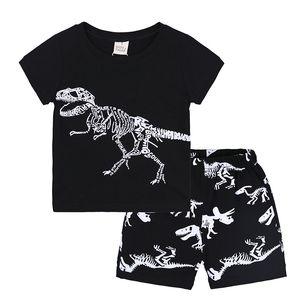 Set di abbigliamento per tabine per dinosauro per bambini a manica corta a manica corta + pantaloncini da 2 pezzi set di abbigliamento per bambini boutique