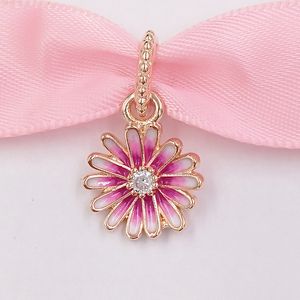 Andy Jewel 925 Sterling Silver Beads Pink Daisy Flower Dangle Charm 매력에 맞는 유럽 판도라 스타일의 보석 팔찌 목걸이 788771c01