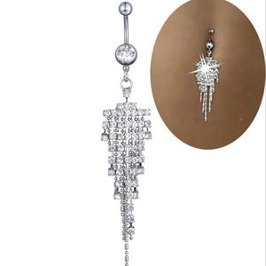 Kryształowe rhinestones Brzysko Pierścienie Modne Pierścionki Ze Stali Nierdzewnej Pierścienie Tassel Belly Piercing Biżuteria dla kobiet