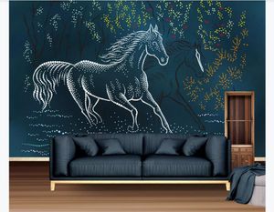 Personalizado 3d mural papel de parede foto papel de parede abstrato luz de luxo simples cavalo europeu tv sofá fundo mural papel de parede para paredes 3d