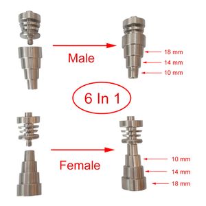 6 in 1 Titannagel für Enail Universal Domeless 10mm 14mm 18mm männlich weiblich Gelenk Dabbing Nägel für Dabs Rig