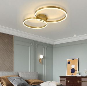 Modern led ceiling light in the bedroom living room lighting stainless steel gold round ring nordic design lamp project luminary MYY