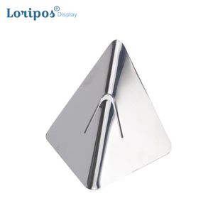 Tavoli triangolari in acciaio inossidabile Clip per biglietti da visita Supporto per menu Carta per appunti Clip per foto Porta etichette in metallo Display per cartellino del prezzo