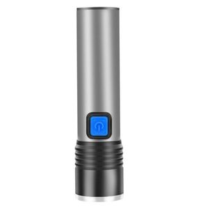 Mini LED USB Q5 Latarka Wodoodporna aluminiowa Latarki ze stopu Aluminiowe Pochodnie Regulowany Zoomable 3 Tryb Tryb Kemping Lampa Palnikowa