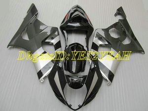 Ekskluzywny Wtrysk Mold Zestaw do SUZUKI GSXR1000 K3 03 04 GSXR 1000 2003 2004 ABS Silver Black Fairings Set + Prezenty SD21