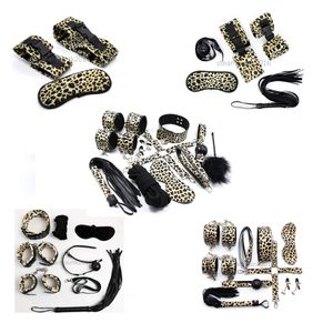 Bondage BD Rope Set Collar Whip Hand Cuffs Ankle Cuff Eye Mask Black Restraints SM #R42