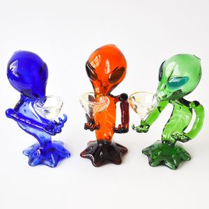 Alien Glaspfeife grün/blau/bernsteinfarben verfügbare Rauchpfeife Rauchzubehör Wate Pipes Dab Rigs