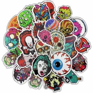 DHL 50 Pcs Cool Stickers Pack for Laptop Horror Skull Crazy Car Stickers and Decals Luggage Motorcycle Bicycle Computer Skateboard Snowboard