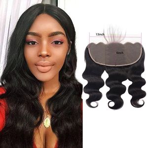 Indian Raw Virgin Hair 13x6 Spets Front med babyhår Pre Plucked Body Wave 13*6 Frontals Natural Color 12-26 tum