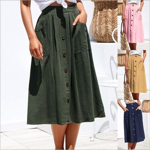 Kvinnor Kläder Jupe Kvinnors Casual Sexy Skirt Lady Fashion Summer Kjolar Solid Ficka Hip Slim Kvinna Faldas Vestidos Damkläder B4214