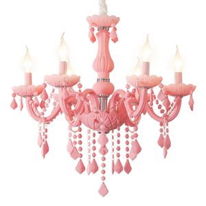 Nordic Macaron Kinderzimmer Lampe Mädchen Prinzessin Kronleuchter rosa Kristall Schlafzimmer Kronleuchter Farbe Glas Kristalle für Kronleuchter