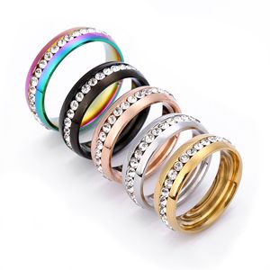 Nouveau Bague à une rangée de zircon CZ en acier inoxydable bagues pour femmes bijoux en gros