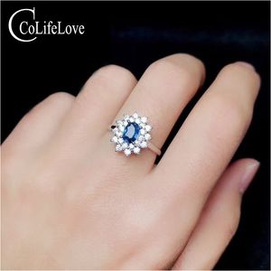 CoLife ювелирных изделия 100% натуральный сапфир кольцо для зацепления 0.5ct сапфир серебряного кольцо 925 твердого серебра сапфира ювелирных изделий