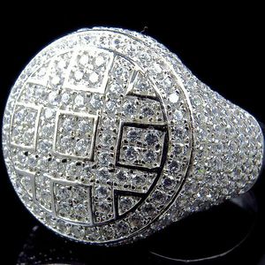 YOBEST Hip Hop Round Rings Men's Silver Color Iced Out Cubic Zircon Jewelry Ring Gifts