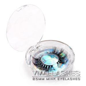 Niestandardowa etykieta prywatny pasek do makijażu Mink rzęs 3D miękki naturalny puszysty puszysty grube grube 25 mm 5D rzęsy krystaliczne okrągłe pudełko diamentowe