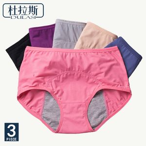 3pc Period Panties Kvinnor Läckage Breathable Menstrual Girl Underkläder Kvinnor Sexig Bomull Midist Waist Warm Health Briefs Dulasi