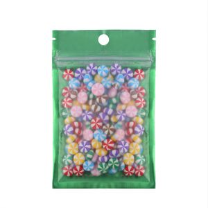 8.5x13CM 100pcs Green flat bottom matte Translucent aluminium foil Small Resealable plastic pouch zipper bag