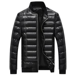 Moruancle 패션 남성용 가죽 자켓과 코트 PU 대표팀 야구 재킷 남성 겨울 따뜻한 외곽웨어 크기 M-4XL 두께 열