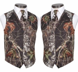 Custom Made Modest Camo Groom Vests Rustic Wedding Vest Tree Trunk Leaves Spring Camouflage Slim Fit Men's Vests 2 Piece Set 253b