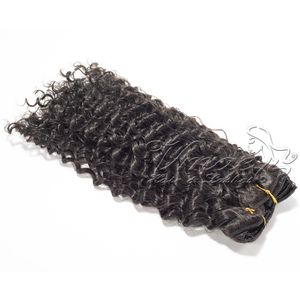 VMAE Peruanisches Haar, Nagelhaut ausgerichtet, natürliches Schwarz, voller Kopf, jungfräulich, 120 g, 140 g, 160 g, kundenindividuelle verworrene lockige Clip-in-Haarverlängerungen