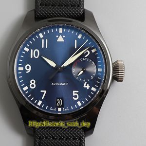 Toppversion Zff Big Pilot 502003 Keramisk fodral 7 dagarsffekt Reserve Blue Dial Cal.51111 Automatic 326901 Mens Watch Läder-Band Sport Klockor