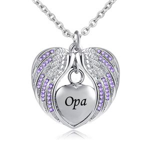 Cremation Jewelry with Angel Wing Urn Necklace for Ashes Birthstone Pendant Holder Heart Memorial Keepsake -opa