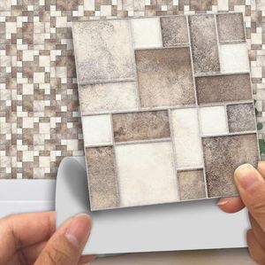 Tile Stickers 10*10cm Square Stitching Tile Waterproof Wall Art Bathroom Kitchen Cafes Room Decor DIY Mosaic Tile Sticker Wall Decal