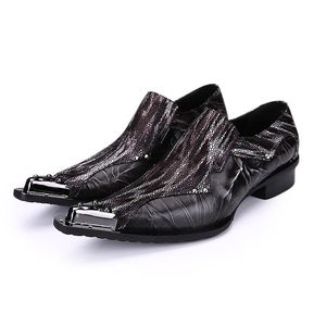 Rock Super Star Style Zapatos Hombre Mode Man Läder Skor Business Klänning Skor Pekade Toe Party Skor Man Läder, Storlek 6 till 12
